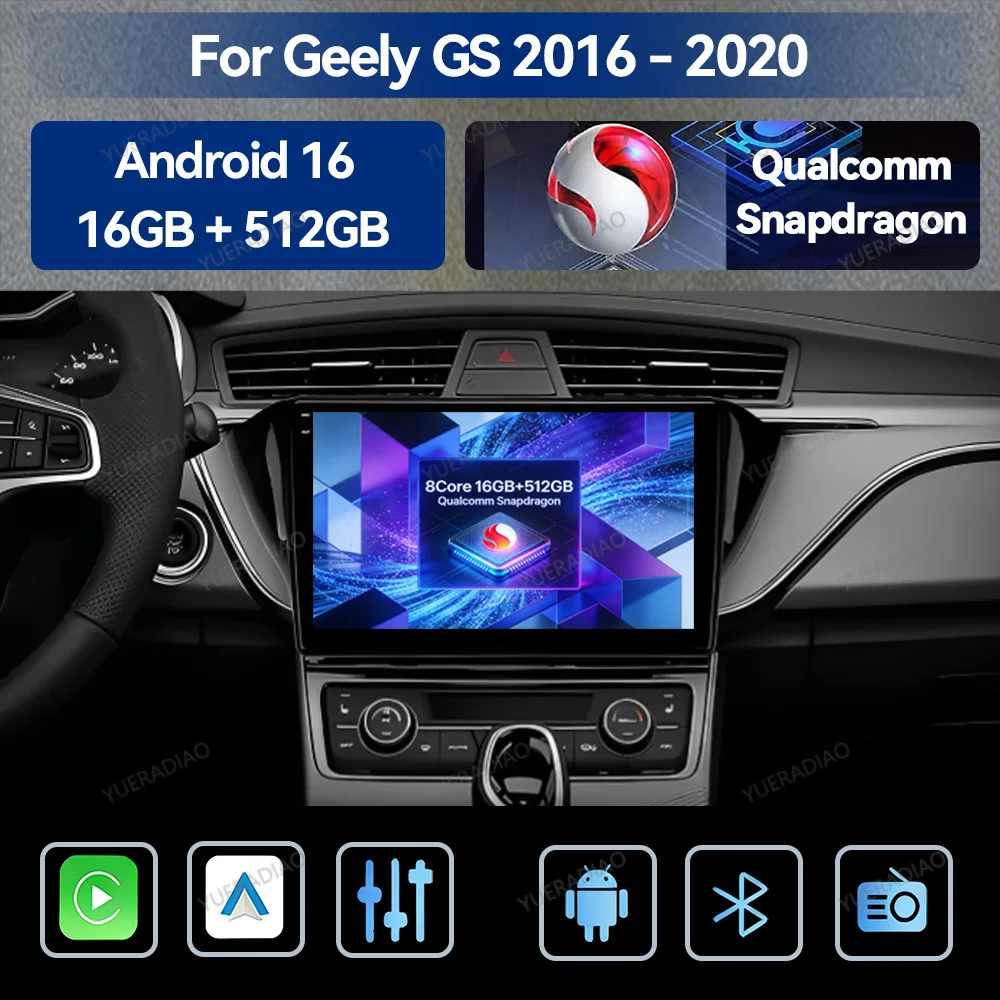 Android 16 Car Radio For Geely GS 2016 - 2020 Emgrand EC7 1 2018 - 2020 NAVI QLED Head Unit Multimedia Video Player 4G WIFI GPS