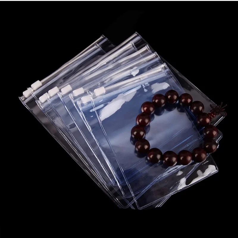 

50pcs Plastic Light Blue PVC Jewelry Storage Bags -Thick Clear Ziplock Pouches for Rings, Beads & Trinkets Resealable Packaging