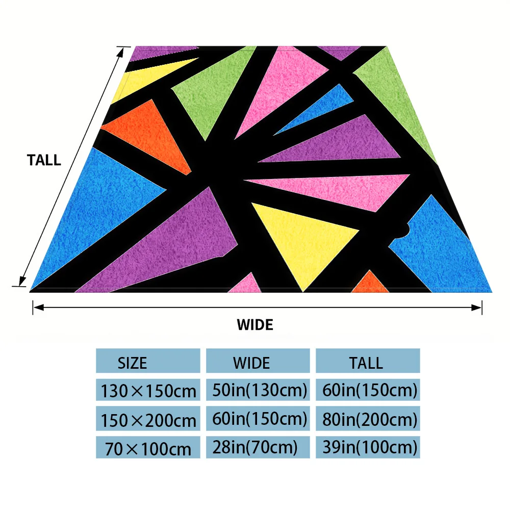 Color Triangle Geo Sofa Specific Soft Flannel Blanket, Universal Plush Gift Blanket For All Seasons
