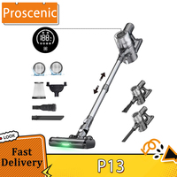 Proscenic P13 Cordless Vacuum Cleaner, 35Kpa Suction, Stick Vacuum with Green Light, LED Display, Max 45mins Runtime, Gray