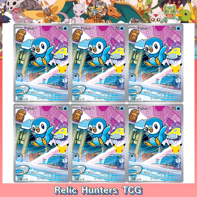 Full Set English 2026 Piplup/Chimchar/Turtwig First Partner Illustration Series Set Singles Anime Replica Collection Game Cards