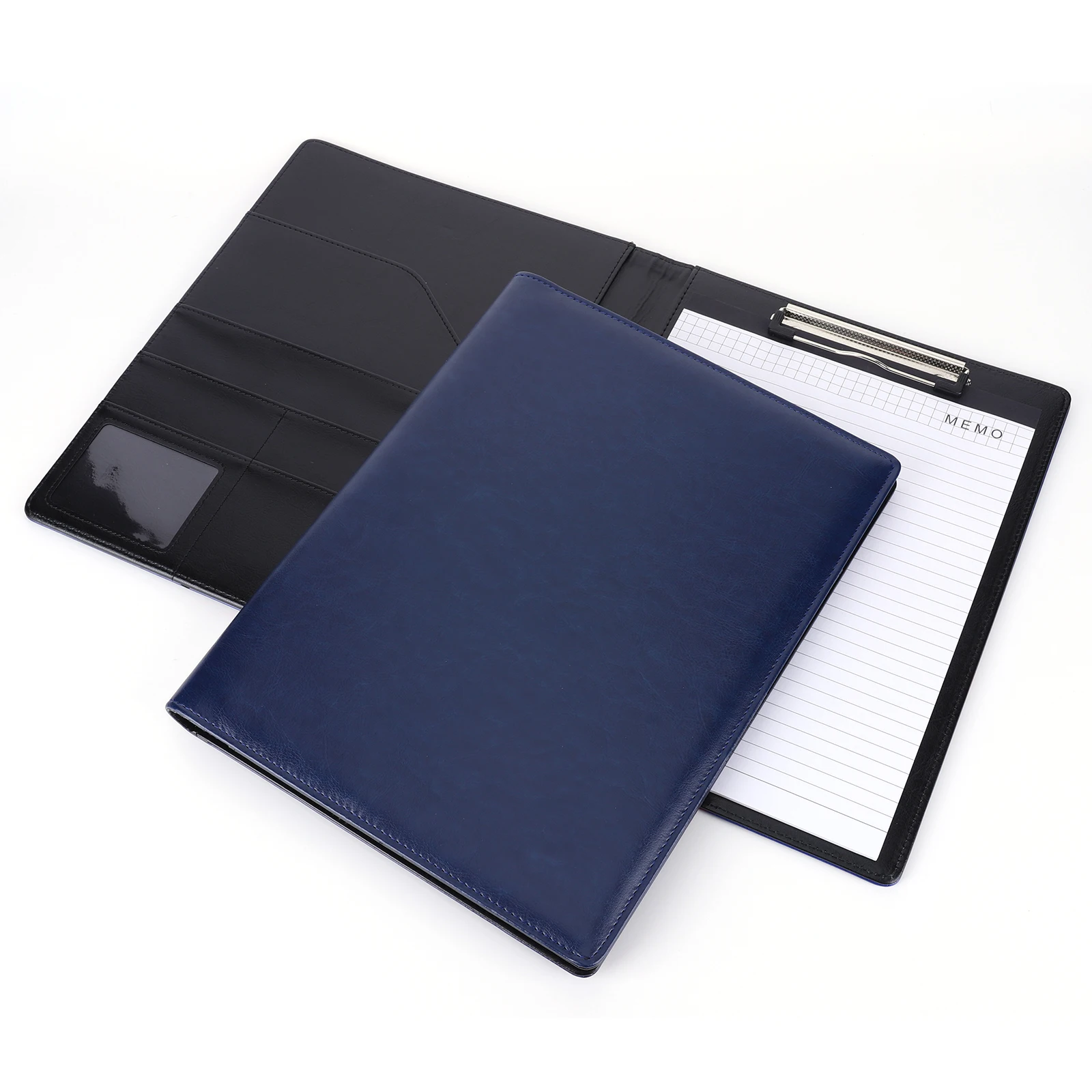 Pasta de transferência a4 com bloco de notas, gerenciador de documentos de negócios, clipe de couro pu, bolsa de arquivo de documentos para reuniões de negócios e viagens