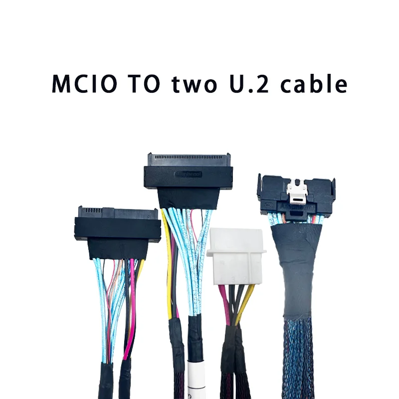 PCIe 5.0 MCIO 8i  to Two U.2 SFF-8639 Cable