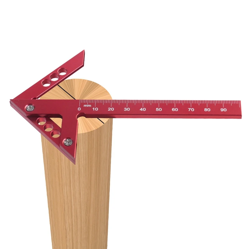 1 PCS Center Finder Woodworking Square Red Aluminum Alloy 45/90 Degree Right Angle Line Gauge Center Scribe Carpenter Ruler