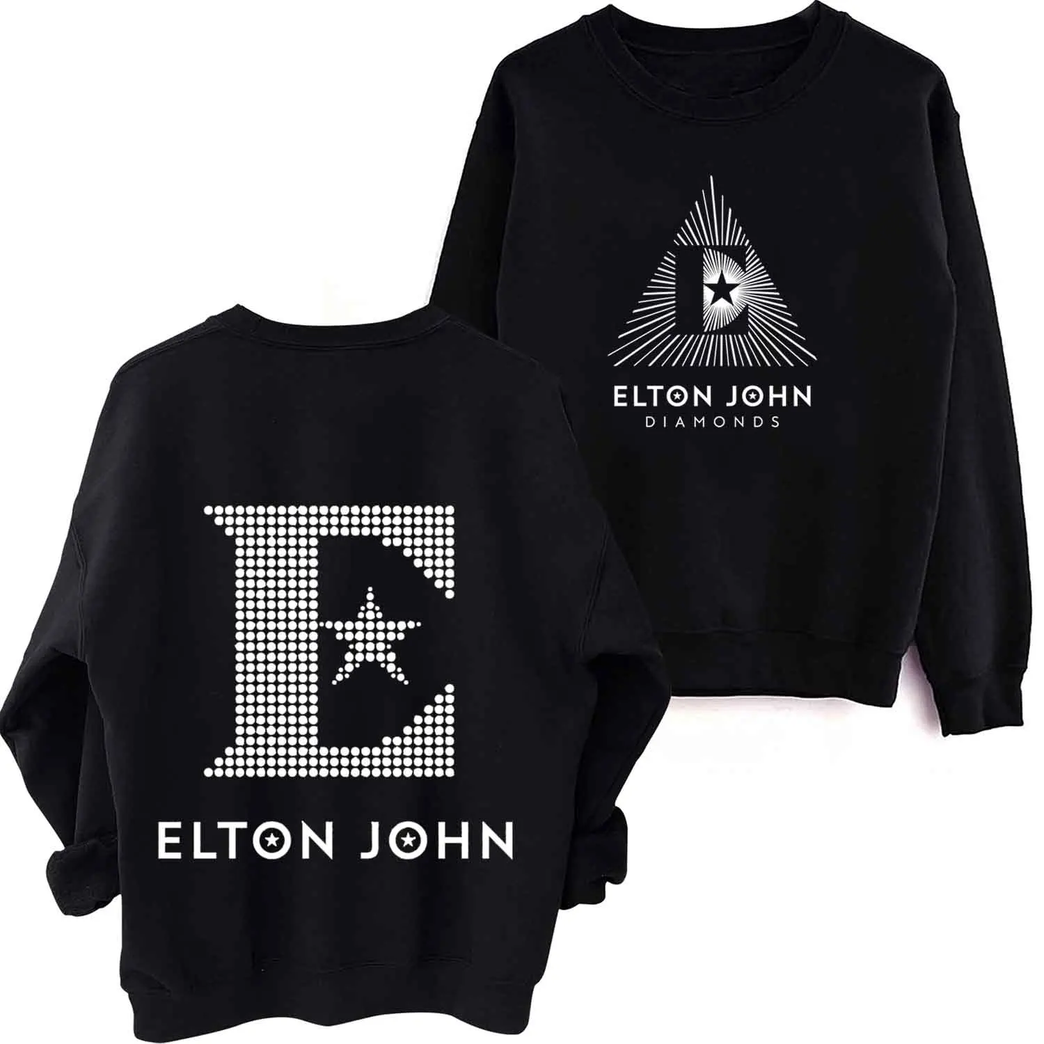 

Elton John Diamonds 2024 O-Neck Long Sleeve Spring and Autumn Men Clothing Hoodies Women Printing Regular Casual