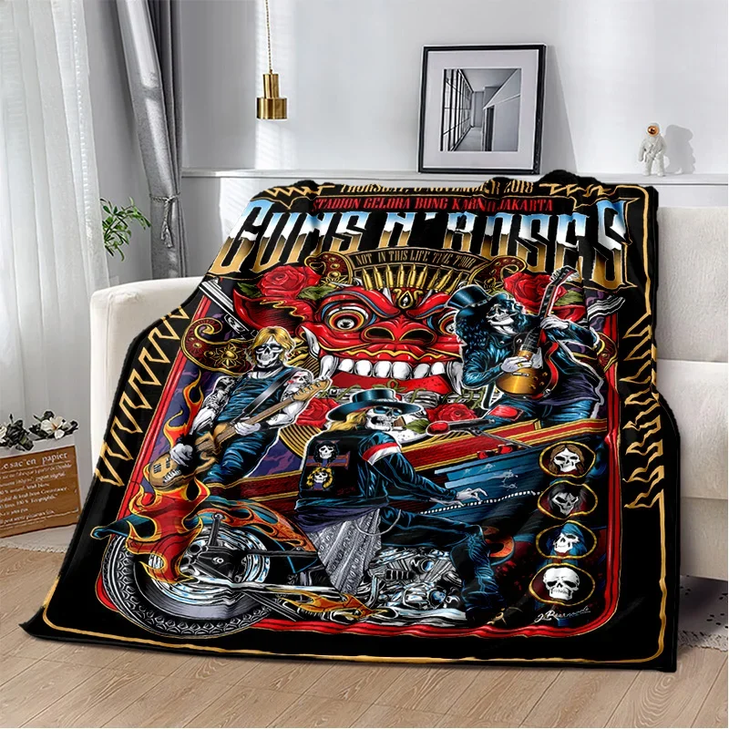 Guns N Roses Hard Rock Band Blanket,Soft Throw Blanket for Home Bedroom Bed Sofa Picnic Travel Office Rest Cover Blanket Kids