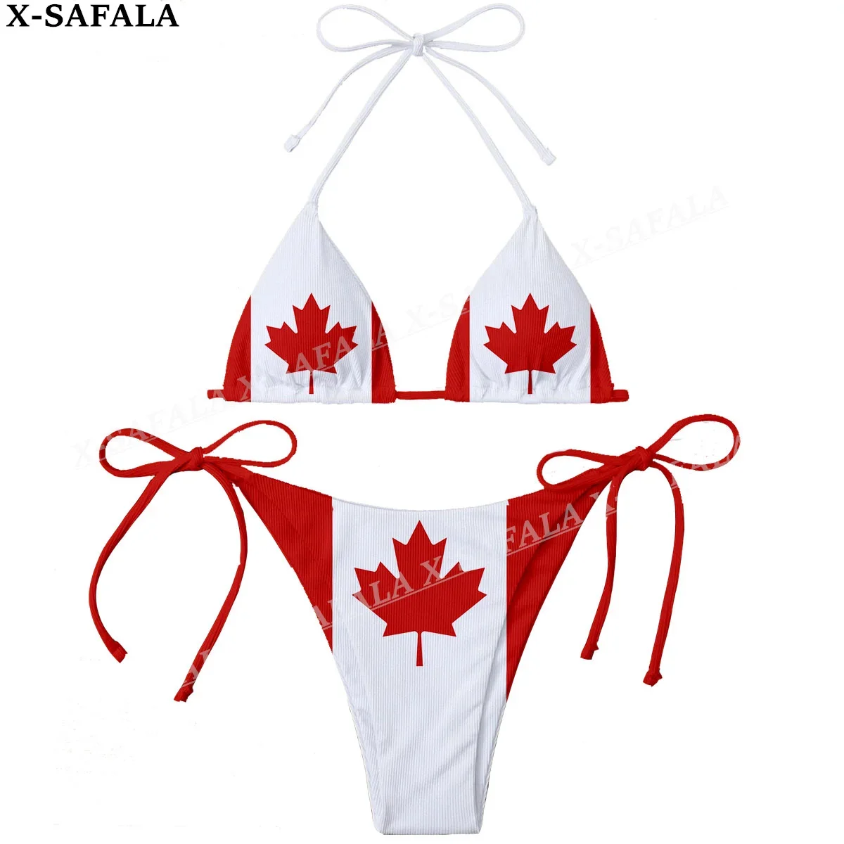 Canada Country Flag 3D Print Women Micro Sexy Bikini Bra Set Summer Beachwear Sexy Beach Two Pieces Bathing Suits Swimwear