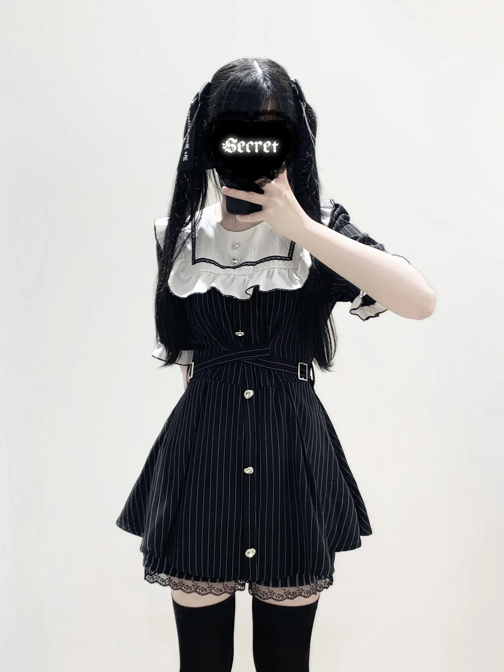 Mine Mass-Produced Spring Summer Color Matching Lolita Skirt Suit Girl Women's Sweet Short Sleeve Top Blouse and Shorts Outfits