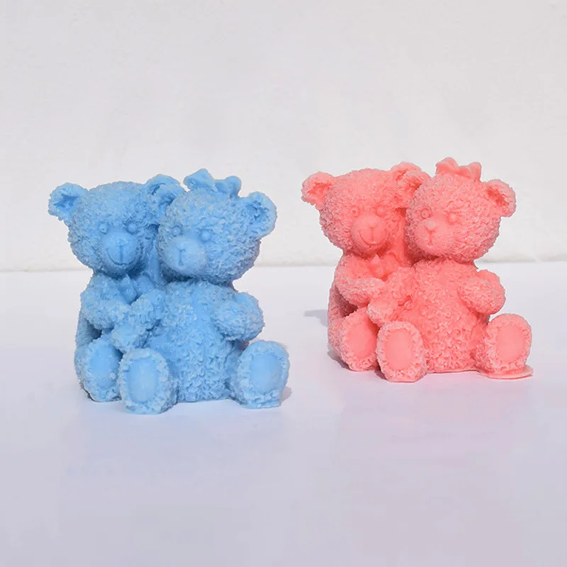 

Couple Embrace Bear Silicone Mold Cute Candle Molds Flexible Silicone Mold Beautiful Ornament Moulds for Making Candle