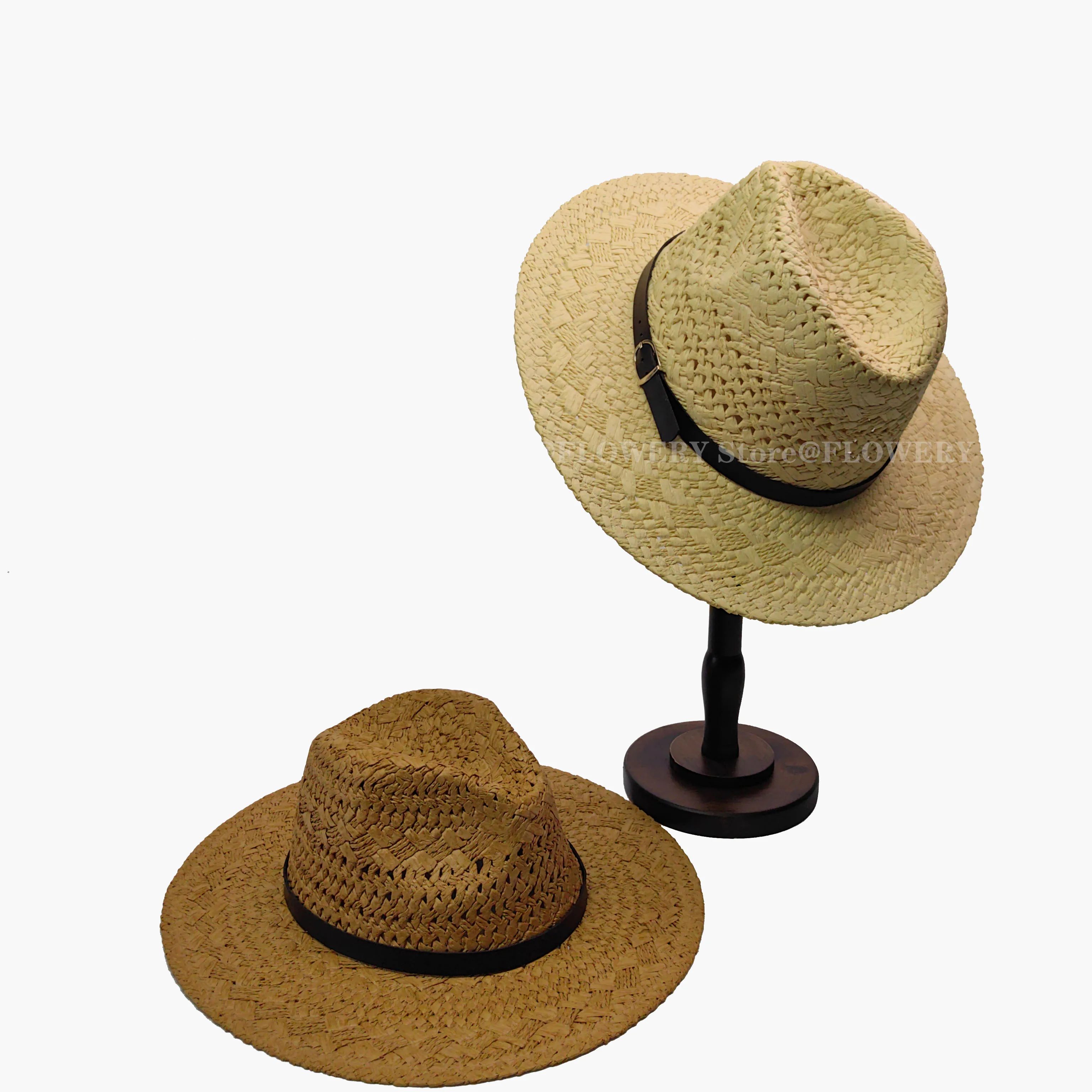 

Panama Vintage Handwoven Mesh Straw Hat Unisex French Beach Style Wide Brim Sun Protection Sunhat for Men Women