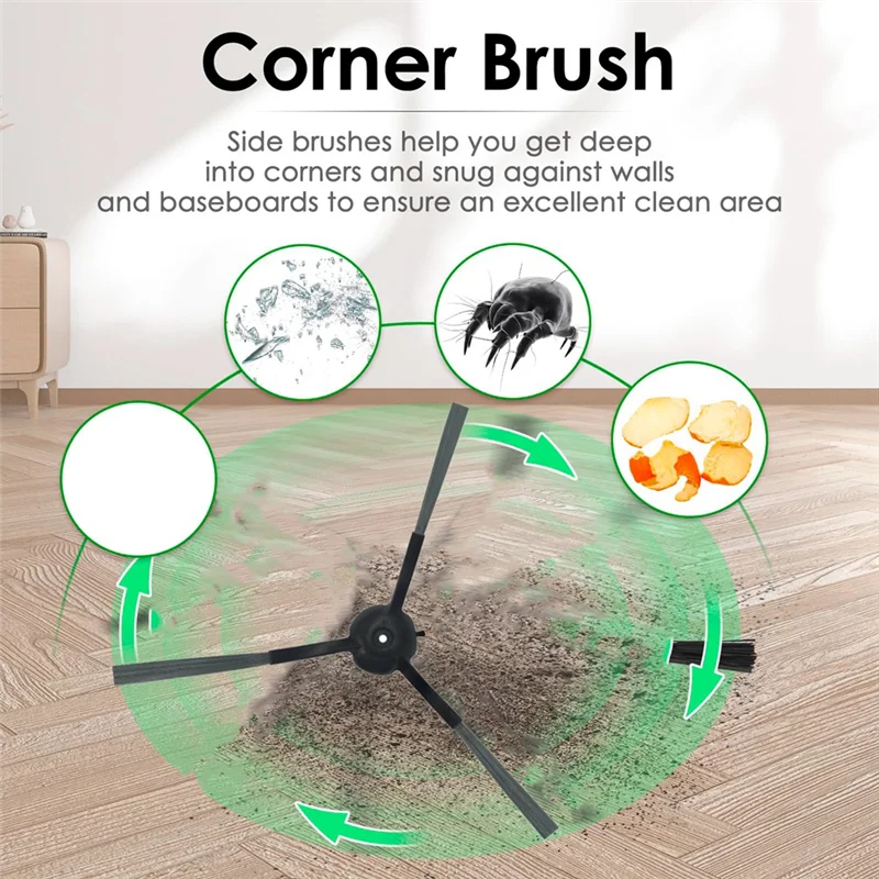 A24P 20 PCS หลักแปรงด้านข้าง HEPA FILTER Mop Pad สีดํา-สีเทาและสีขาวเปลี่ยนสําหรับ Vactidy Nimble T7 t8 หุ่นยนต์สูญญากาศ