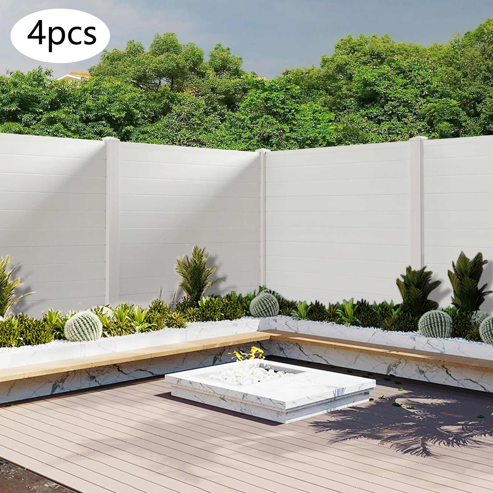 4 Pcs 48'' Privacy Screen Fencing Gates Outdoor Fence Trash Can Enclosure For Patio Garden Lawn Decorative