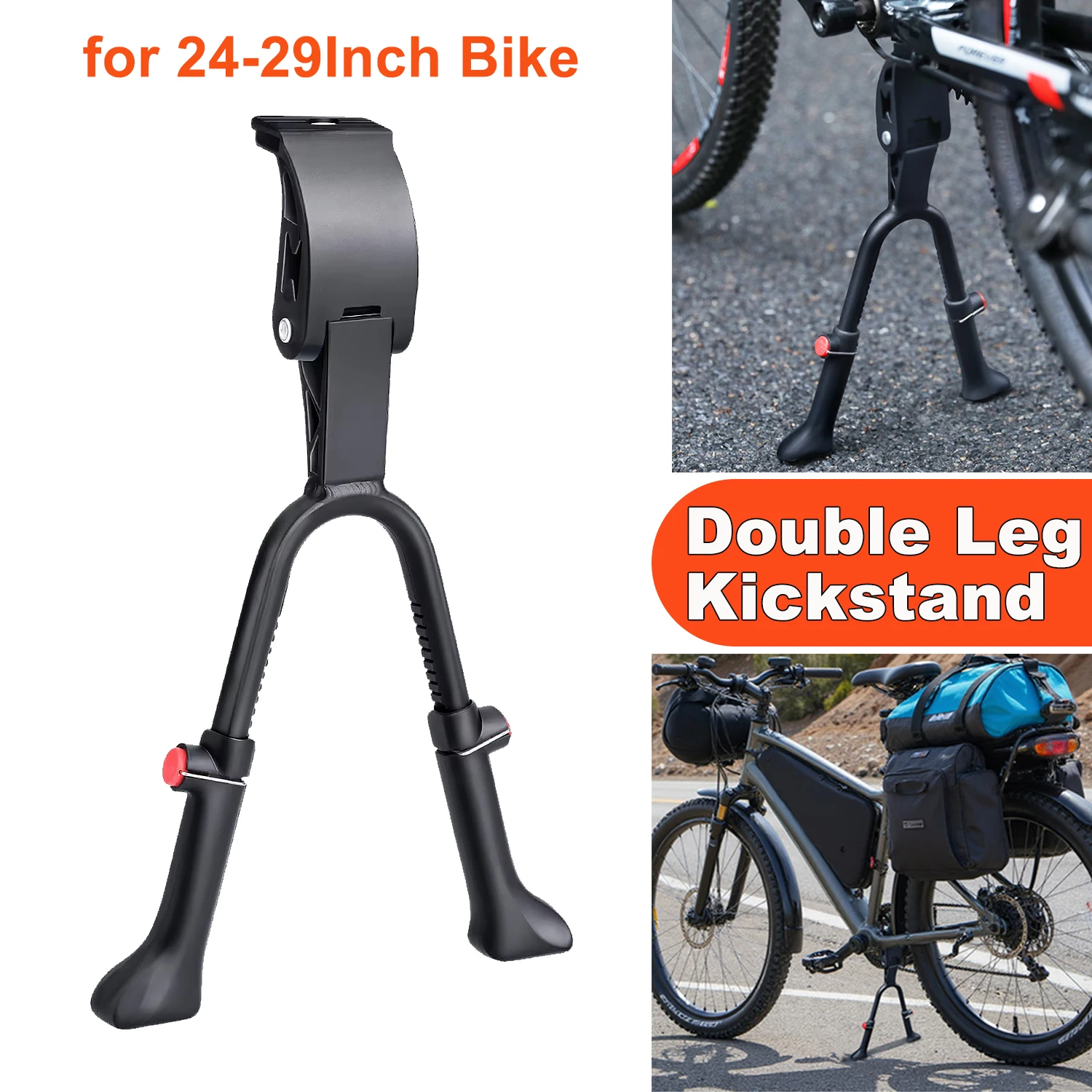 Rockbye Verstellbarer Fahrradständer aus Aluminiumlegierung, Seitenständer für MTB, Klappbares Elektrofahrrad, Schneefahrzeuge für 24-29 Zoll