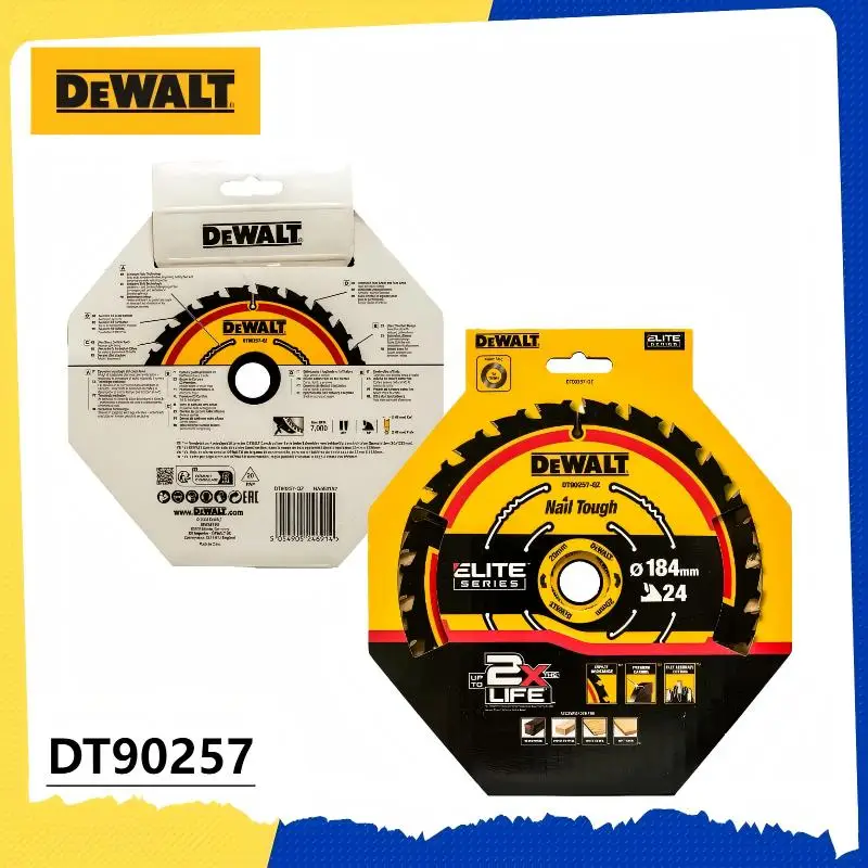 

DEWALT DT90257 Extreme 184mm 24T Circular Saw Blade - 2X Life, C2 Carbide, Thin Kerf, Nail Tough, Anti-Stick Coating