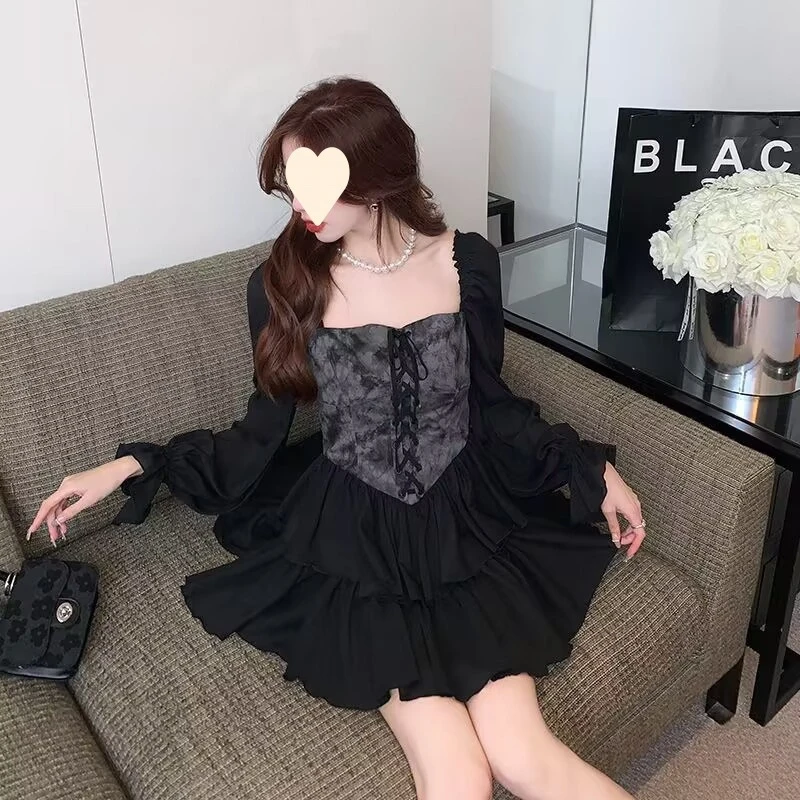 

Новинка 2025: Весенне-осеннее нишевое платье-футляр в стиле ретро с эффектом тай-дай, на одно плечо, с двумя способами ношения, пышное, в придворном стиле