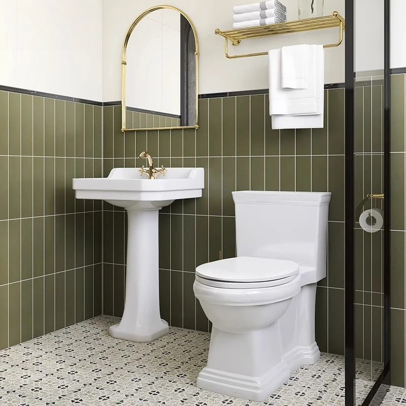 French retro column washbasin small apartment bathroom column basin integrated floor ceramic balcony washbasin