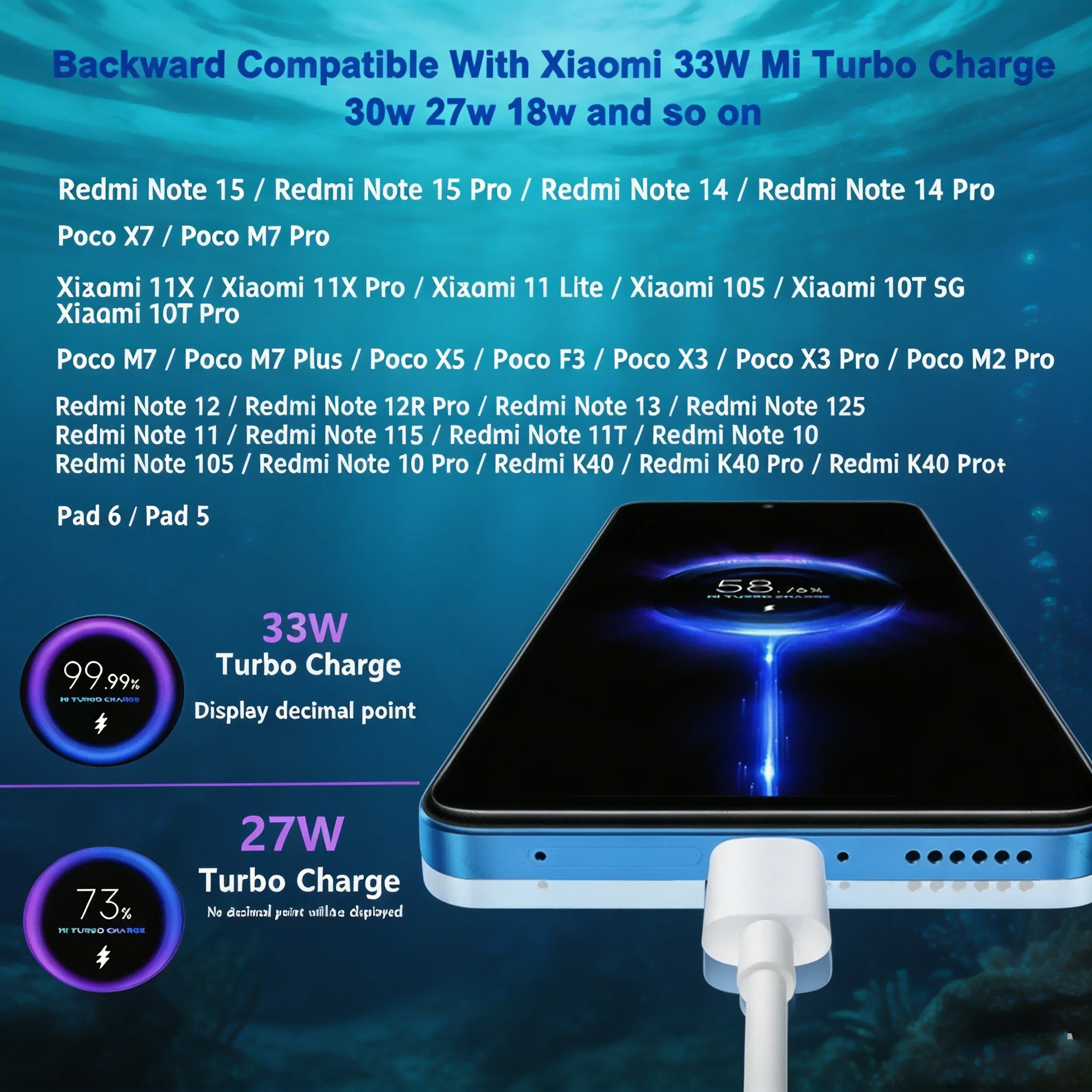 Oryginalny Xiaomi 33W 30W 27W Turbo szybka ładowarka Adapter typu C kabel Xiao Mi Redmi Note 12 12S 11 Poco X5 X4 F3 — zdjęcie produktu 6