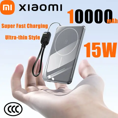Xiaomi 10000mAh Magnetic Wireless Power Bank Portable 15W Fast Charging External Battery with Lanyard For Iphone Samsung Xiaomi