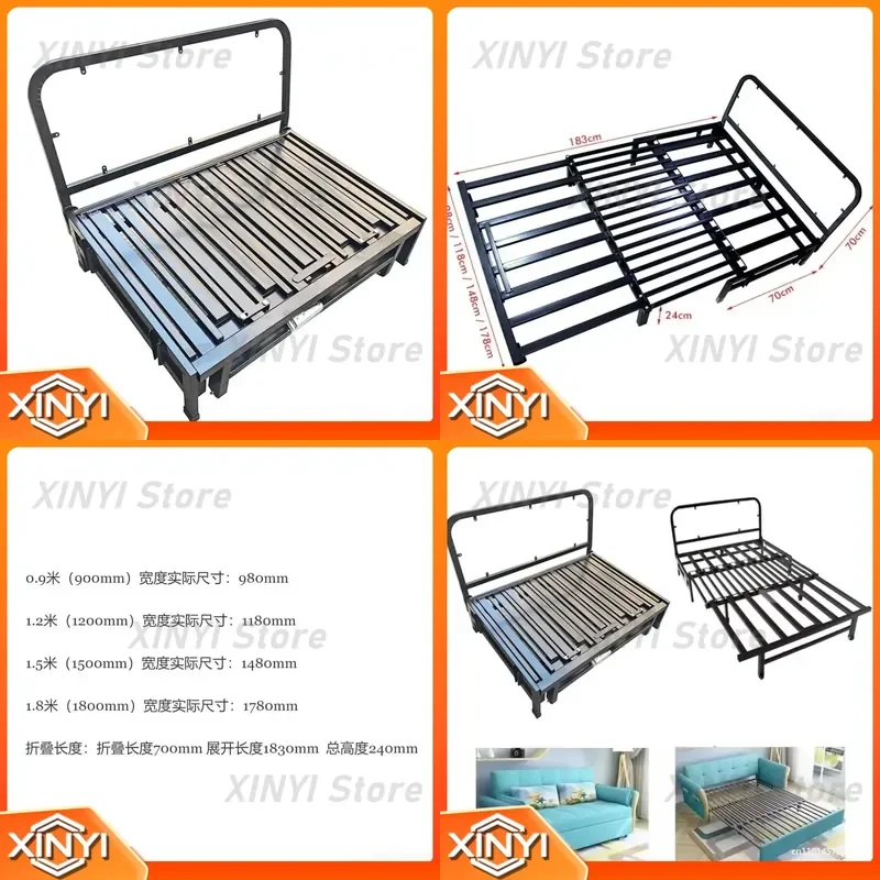 Three-section Folding Pull-out Telescopic Sofa Bed Iron Frame for Universal Use