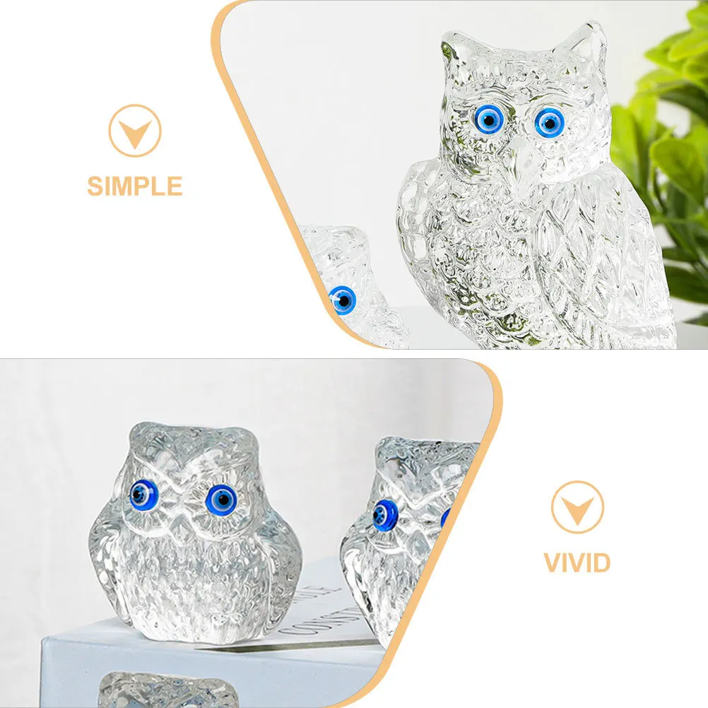 

1Set Crystal Owl Statue Elegant Desktop Craft Small Animal Sculpture Home Office Table Decoration Crystal Owl Decoration