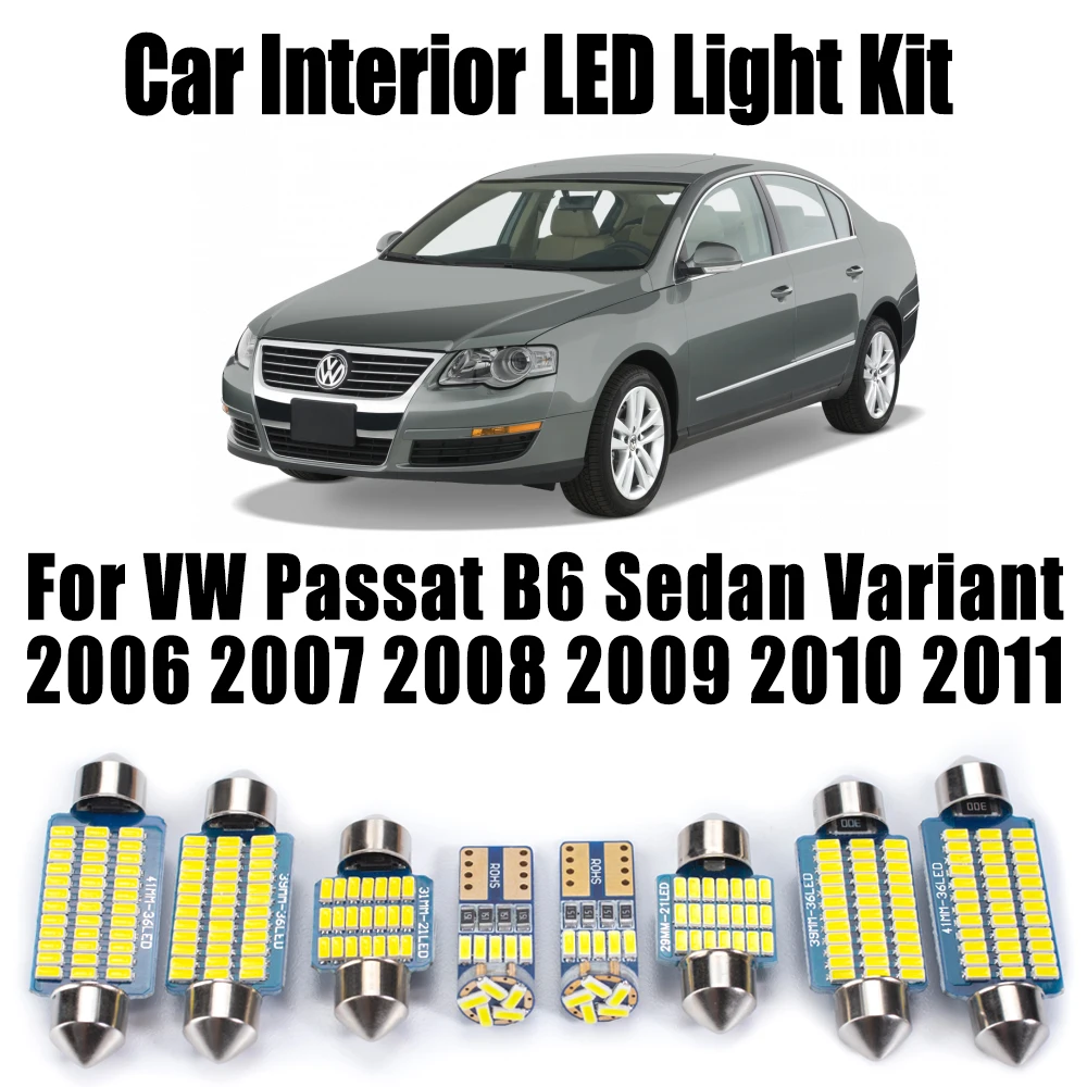 For VW Passat B6 Sedan Variant 2006- 2009 2010 2011 Vanity Mirror Bulb Car Accessories Canbus LED Interior Reading Map Light Kit