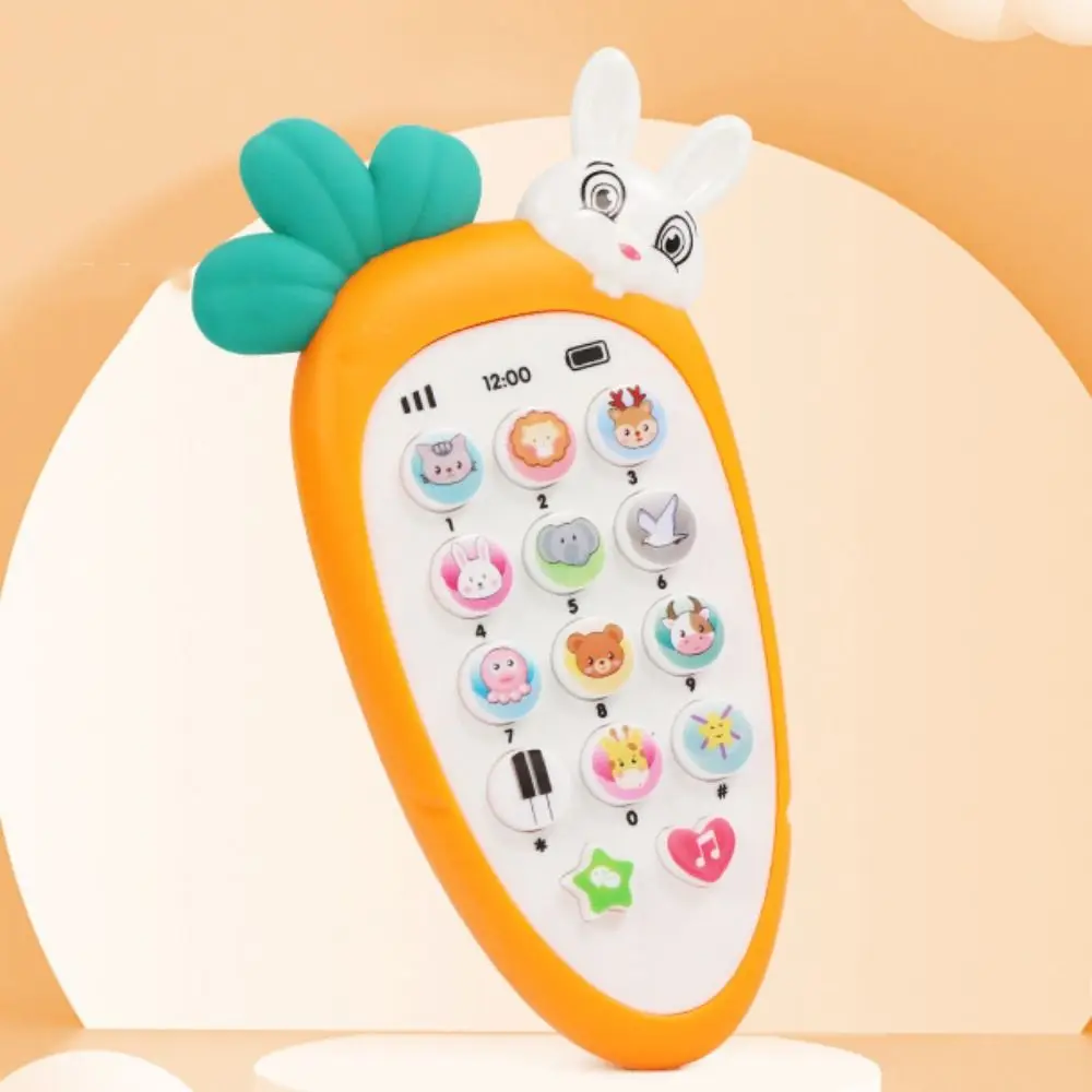 Telefone celular eletrônico para bebê, brinquedo simulação, silicone, controle por voz, dormir, música