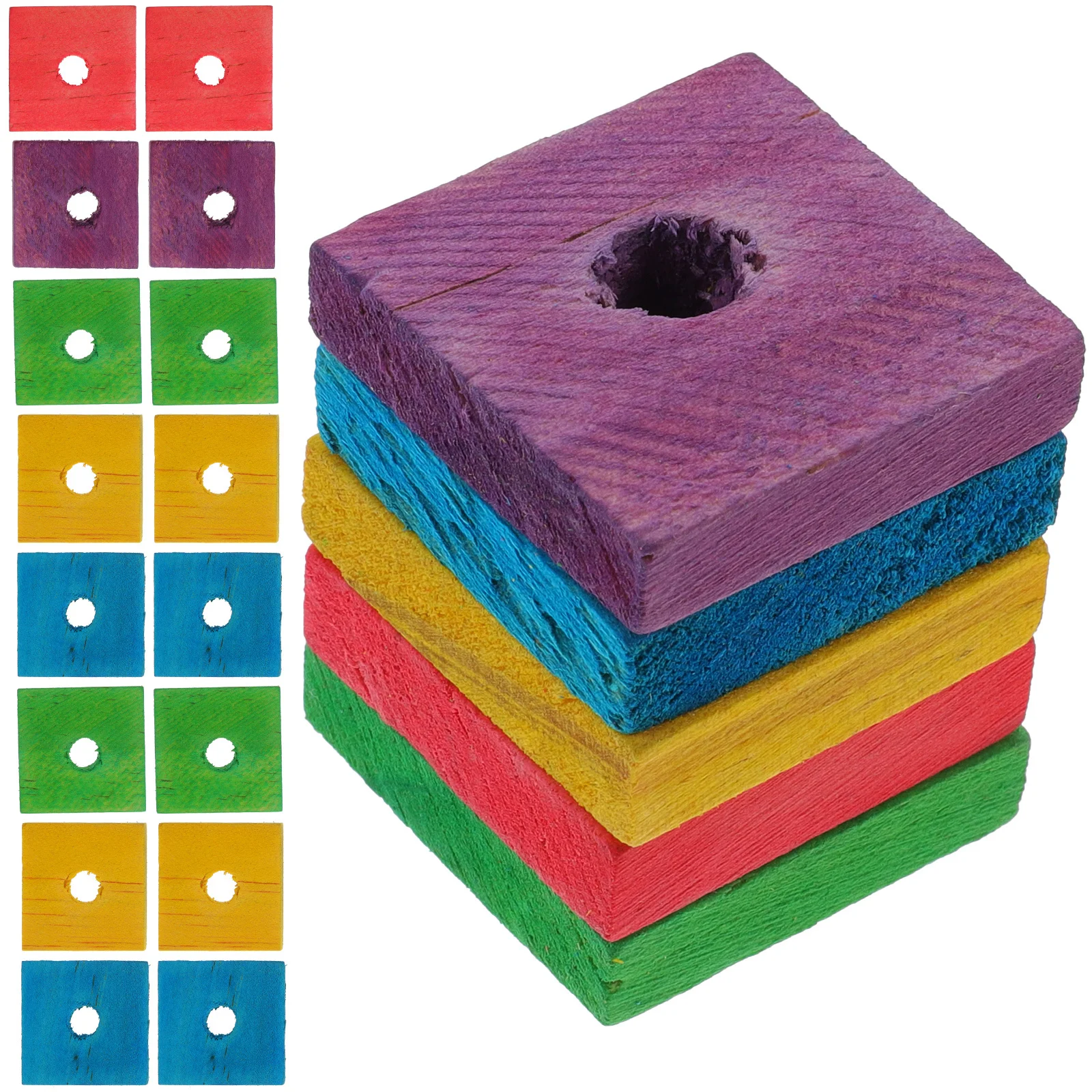 100 قطعة رقاقة خشبية ملونة الببغاء عض اللعب لتقوم بها بنفسك كتلة قلادة للطيور مضغ ممارسة الكوكاتيل الببغاوات