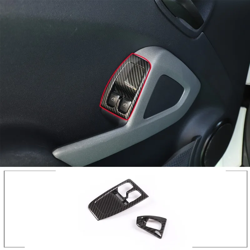 ABS Carbon Faser Auto Tür Glas Lift-Taste Rahmen Dekorative Aufkleber Für Benz Smart 451 Fortwo 2009-2015 auto Zubehör