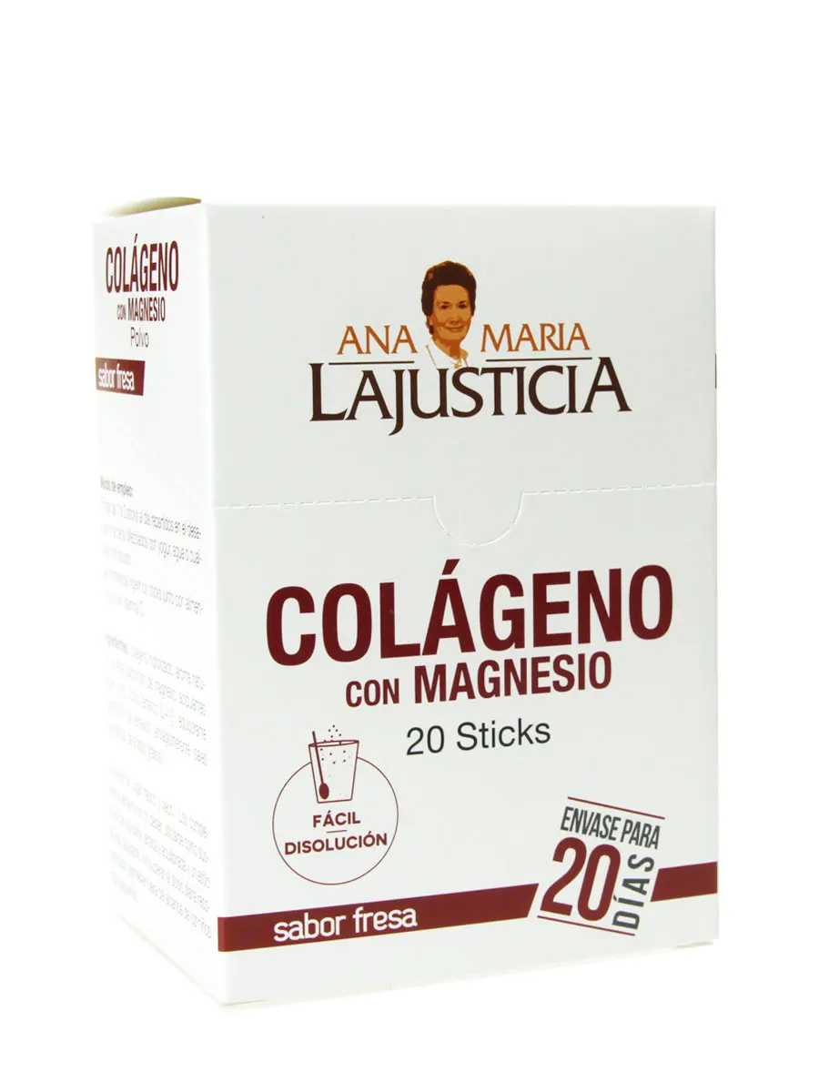 Ana maría la justice collagen with magnesium flavor strawberry 20 sticks-collagen with magnesium in granulated sticks