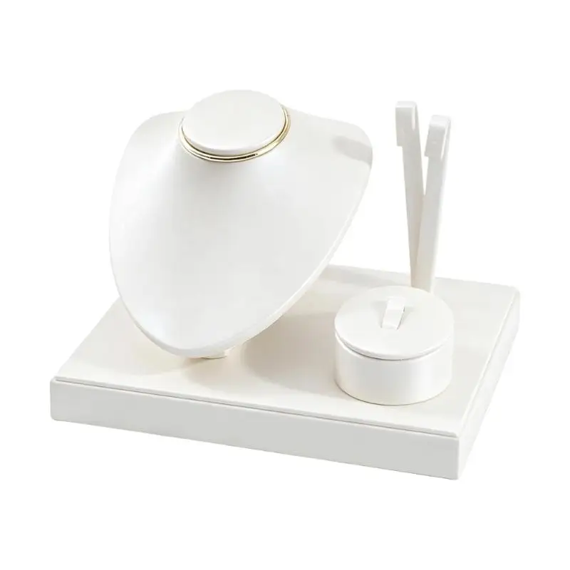 31BB Countertop Jewelry Display Stand Set with Necklace Bust, Earring Holder and Ring Tray for Home Vanity Organization
