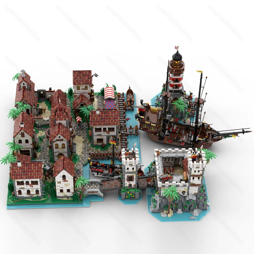 New medieval Pirate Series MOC Ultimate Pirates Harbor Pirates Town  DIY creative ideas children Toys Gift building blocks