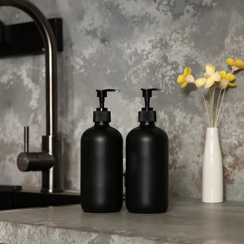 Matte Black 300/500ml Soap Bottle Liquid Soap Dispenser Refillable Empty Shampoo Conditioner Container for Bathroom Supplies