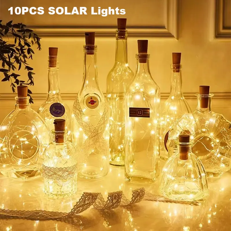 

LED Solar String Garland Lights Outdoor Waterproof Copper Wire Bottle Stopper Shaped 2M Fairy Light Decor For Wedding Christmas