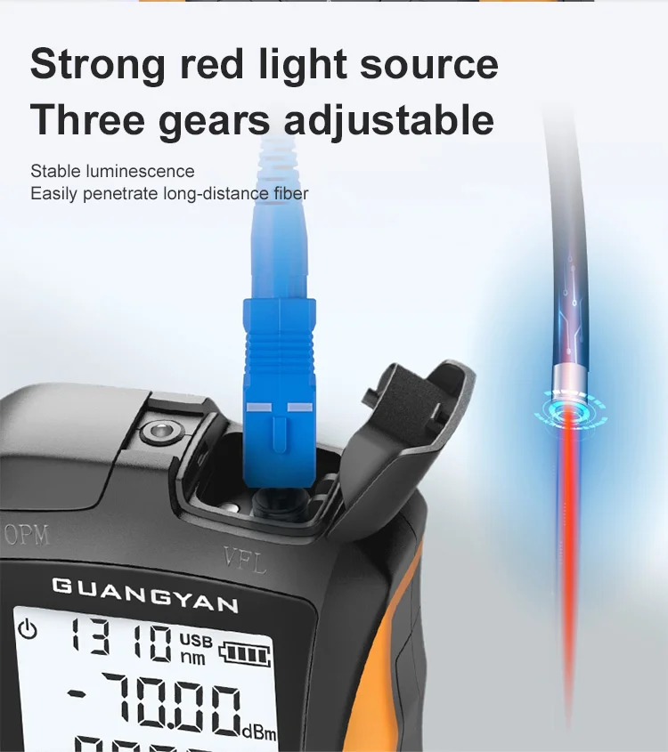 Imagem -05 - Ftth Opm Fibra Óptica Ferramenta Medidor de Potência Óptica Visual Fault Locator Vfl 15km Rj45 Tester Rastreador Cabo Mini Caneta de Fibra Vermelha