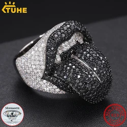 TUHE High Quality Unisex Rings Iced Out Mouth Rings S925 Silver VVS1 Moissanite Ring For Men Women Hip Hop Jewelry Gift
