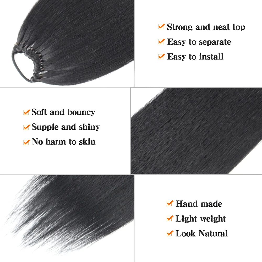 Synthetic Hair Ponytail Extensions Long Straight For Women False Horse Tails Fake Hairpiece 24 Inch For White Black Women