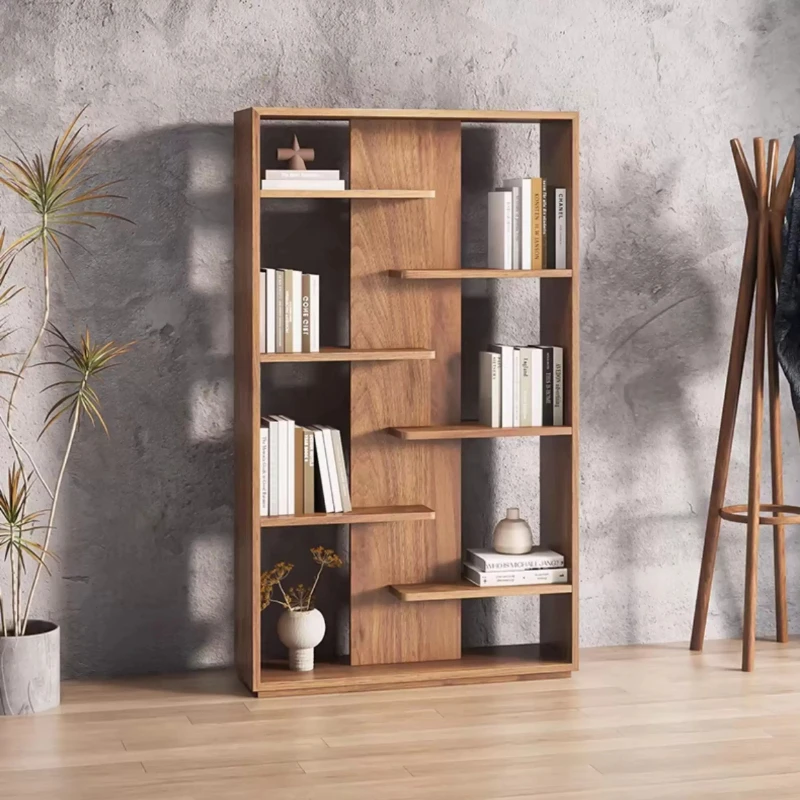 Solid wood bookshelf shelf floor-to-ceiling multi-layer home living room American bookcase modern simple bedroom display