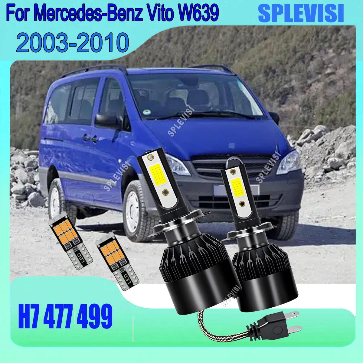 

LED H7 60W Headlamp Hi/Low Bulbs Dustproof Shockproof Vibration Resistant For Mercedes-Benz Vito W639 2003 2004 2005 2006-2010