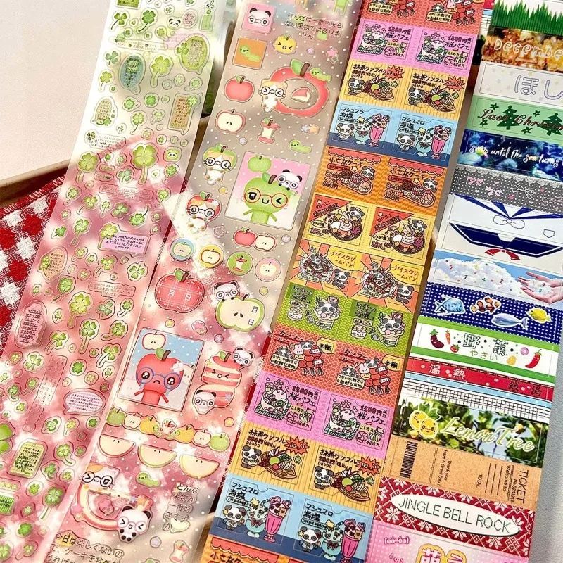 1 Pc Vintage Japanese Scrapbook Washi Tape Kawaii leaf Clover Panda Series Journaling Sticker DIY Deco Album Masking Tape