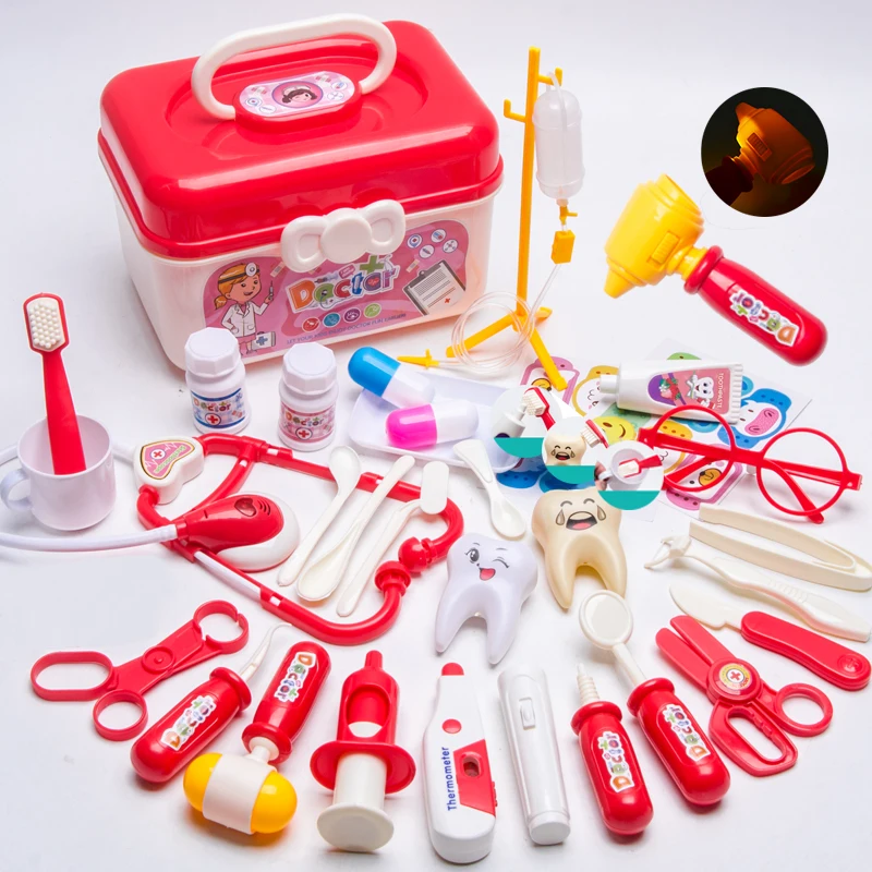 Kit médical de médecin contient des Injections pour enfants, stéthoscope de jeu éclairé pour enfants, kit de dentiste pour enfants de 3 à 5 ans