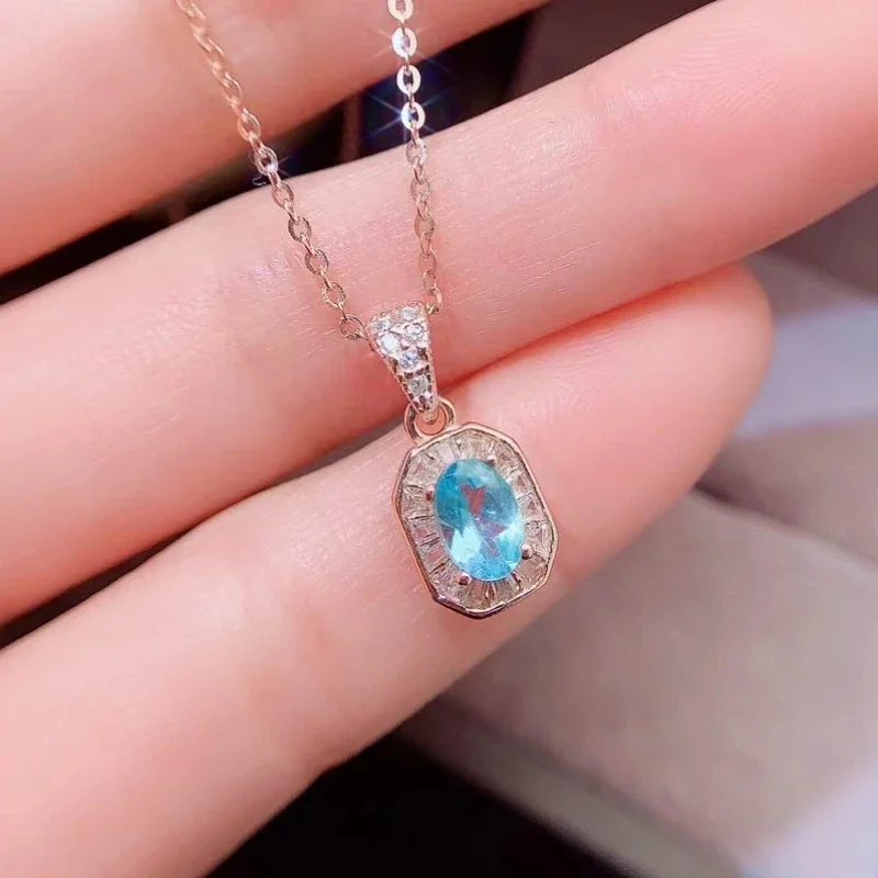 

Подвеска из стерлингового серебра 925 пробы с апатитом 4*6 мм, 0,5 карата, ожерелье из натурального апатита, подвеска для повседневного ношения, сияющие позолоченные ювелирные изделия