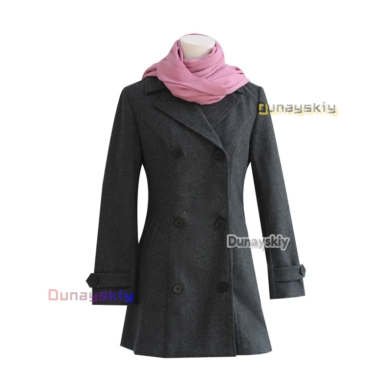 أنيمي نوراغامي تأثيري Hiyori Iki معطف الشتاء وشاح موحدة مجموعة كاملة زي النساء فتاة معطف اليومي وشاح دعوى الهالوين