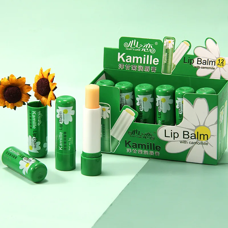 12pcs Chamomile Lip Balm Clear Long Lasting Nutritious Lip Balm Girls Students Lips Care Perfect Gifts