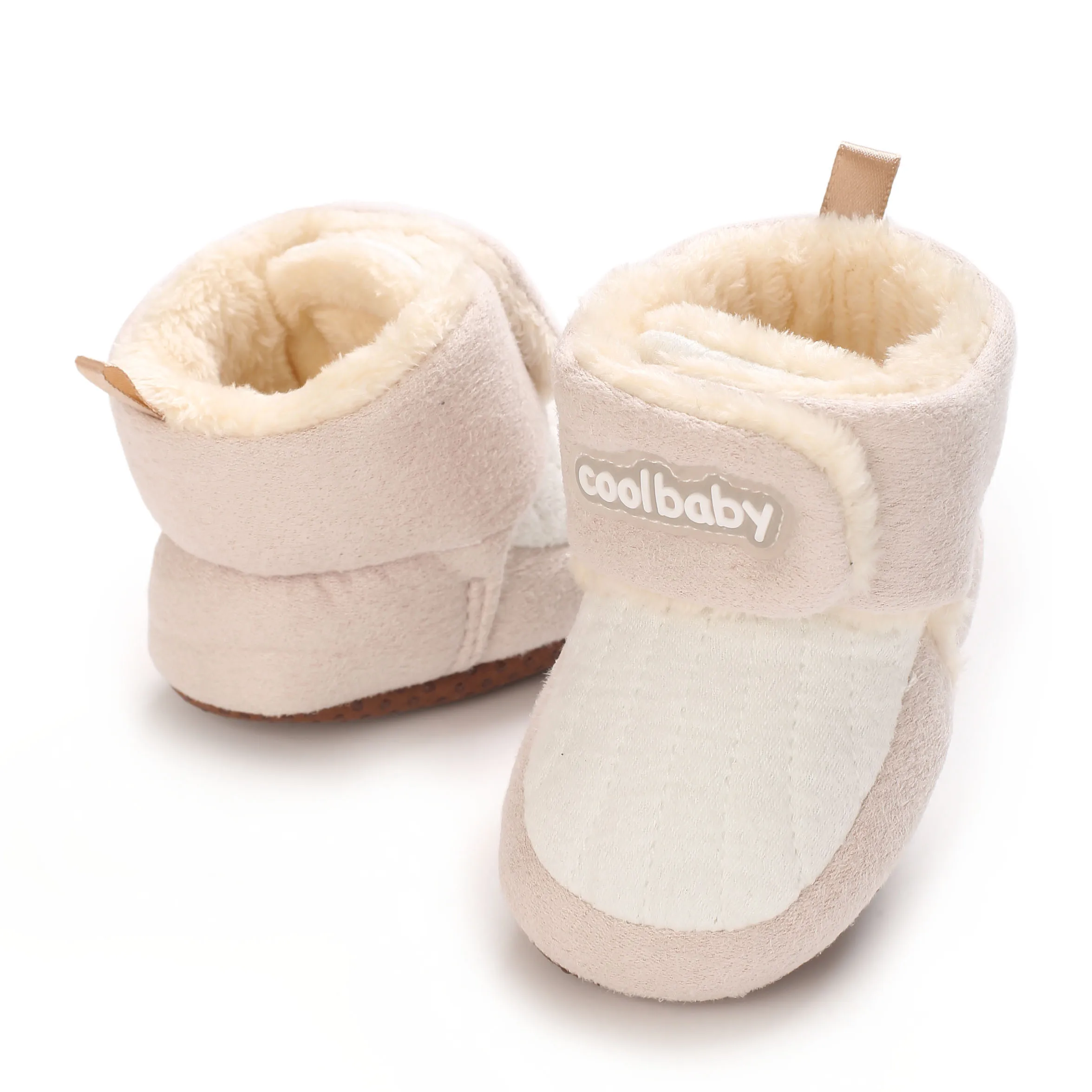 Winter Thick And Warm Cotton Shoes For Infants And Young Children, Soft Soled Walking Shoes for 0-18M Newborns With Velcro That