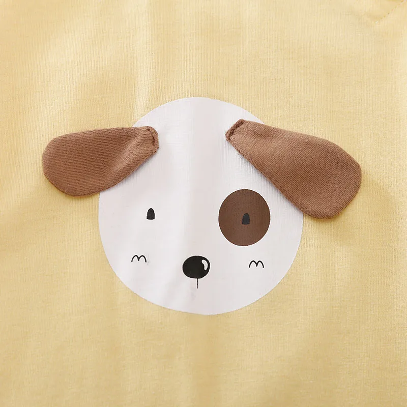 Newborn Baby Clothes unisex Yellow standing ear dog Jumpsuit Summer Short Sleeve Romper Infant Toddler pajamas One Piece Outfit