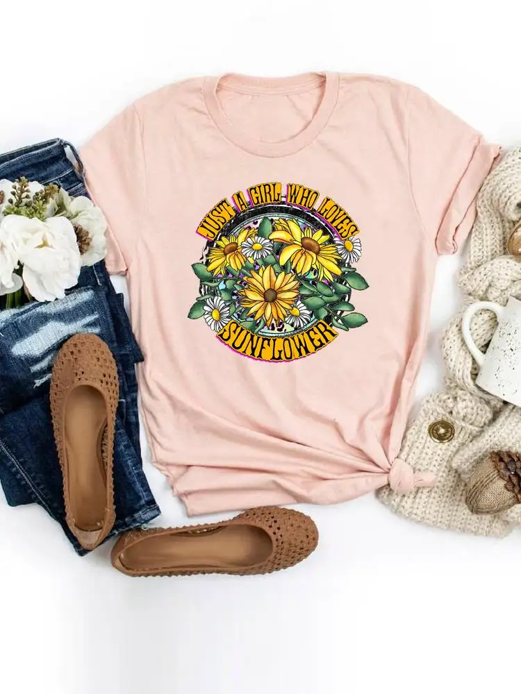 

Flower Letter Trend 90s Clothing Cartoon Shirt Female T-shirts Women Short Sleeve Fashion Summer Graphic Tee Print T Top