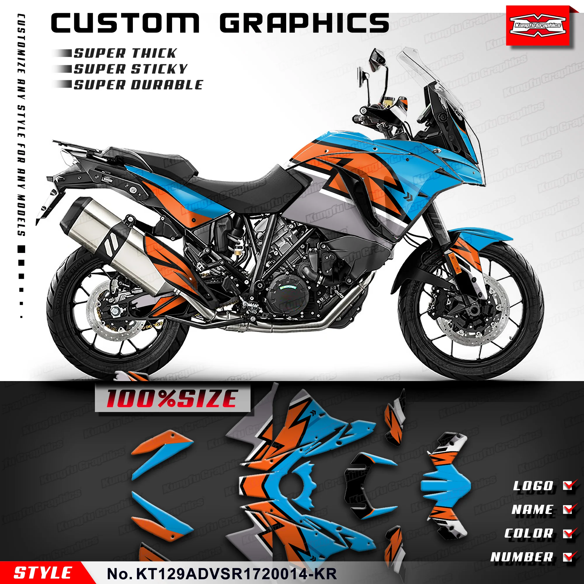 

KUNGFU GRAPHICS Motorcycle Vinyl Decal Sticker Deco for KTM 1290 Super Adventure S R 2017 2018 2019 2020 2021 2022 2023