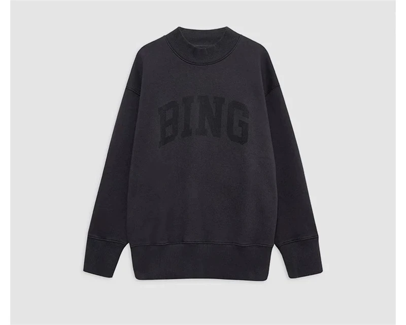 Original Designer Niche Brand Women's High Neck Fleece Sweatshirt 2026 New Winter Loose Letter Print Hooded Pullover