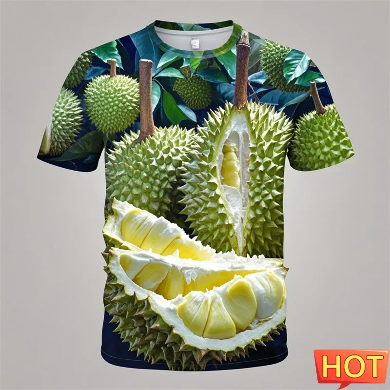 Summer 3D Thailand Durian Fruit Printing T Shirt Tropical Durian Fruit Graphic Short Sleeves Kid Funny Tee Shirts Tops Clothing