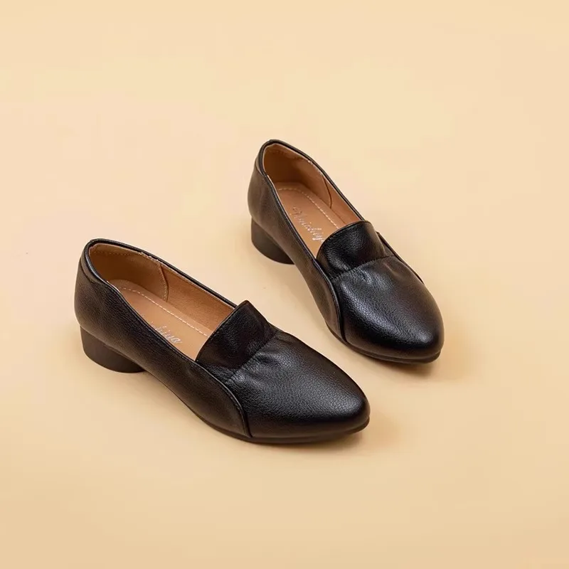 Leather Slip-On Soft Bot Anti-Slip oes for Middle-Aged And ly Women Spring Autumn New Sle Faionable And Comfort...